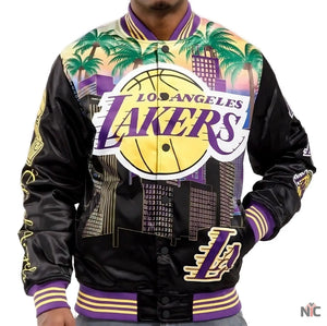 Los Angeles Lakers Inspired Black Championship Satin Jacket
