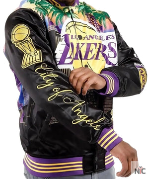 Los Angeles Lakers Inspired Black Championship Satin Jacket