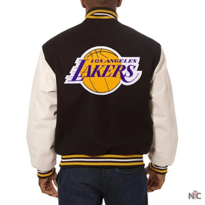 Los Angeles Lakers Inspired Domestic Wool And Leather Jacket