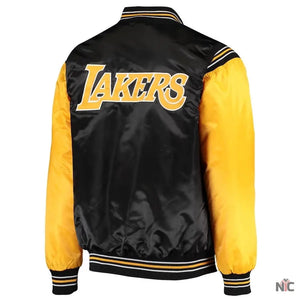 Los Angeles Lakers Inspired Enforcer Full-Snap Satin Varsity Jacket