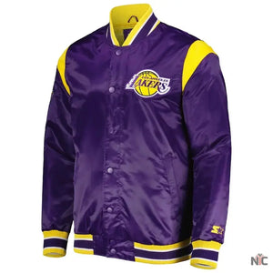 Los Angeles Lakers Inspired Force Play Purple Satin Jacket