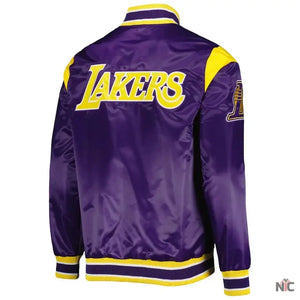 Los Angeles Lakers Inspired Force Play Purple Satin Jacket