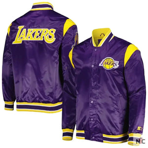 Los Angeles Lakers Inspired Force Play Purple Satin Jacket