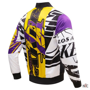 Los Angeles Lakers Inspired Mashup Satin Varsity Jacket
