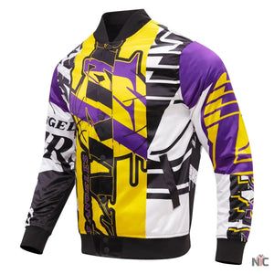 Los Angeles Lakers Inspired Mashup Satin Varsity Jacket
