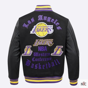 Los Angeles Lakers Inspired Old English Varsity Jacket