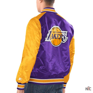 Los Angeles Lakers Inspired Renegade Purple & Yellow Satin Jacket