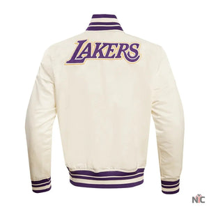 Los Angeles Lakers Inspired Retro Classic Rib Satin Varsity Jacket