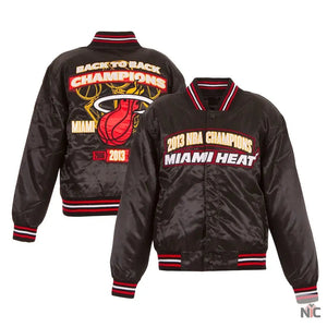 Miami Heat Black NBA Finals Champions Inspired Full-snap Jacket