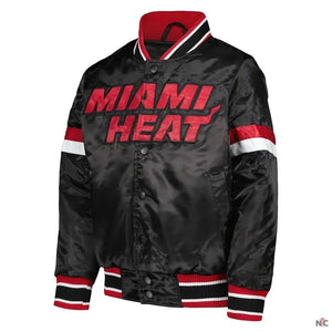 Miami Heat Inspired Home Game Black Satin Jacket