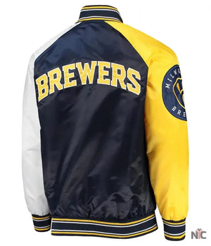 Milwaukee Brewers Inspired Reliever Satin Raglan Full-Snap Jacket