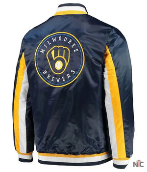 Milwaukee Brewers Inspired The Ace Full-Snap Satin Navy Jacket