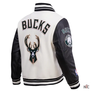 Milwaukee Bucks Inspired Retro Classic Rib Wool Varsity Jacket