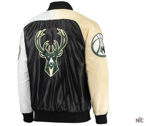 Milwaukee Bucks Inspired Tricolor Remix Satin Jacket