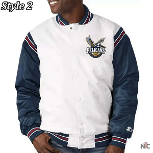 New Orleans Pelicans Renegade Varsity White Navy Jacket