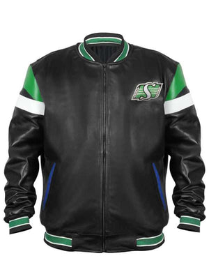 Saskatchewan Roughriders Varsity Leather Jacket - back view