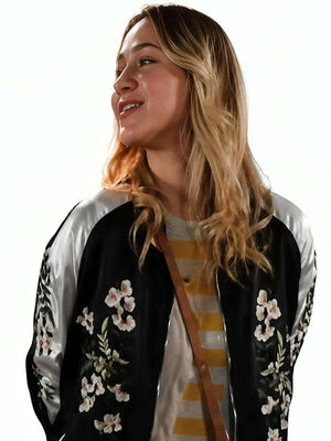 All Night Wrong Maria Bakalova Varsity Jacket - detail view