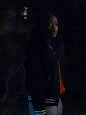 The Burbs Keke Palmer Black Varsity Jacket - detail view