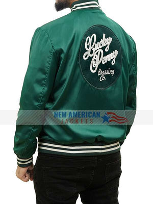 Seth Rogen Platonic 2023 Green Varsity Jacket - close-up view
