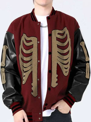 Skeleton Baseball Varsity Jacket - back view