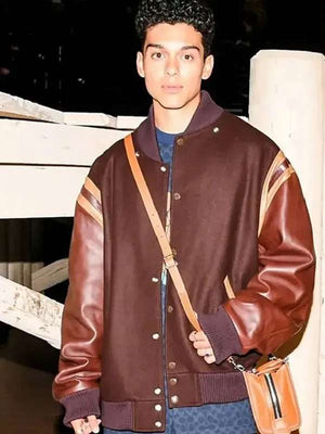 Anthony Keyvan XO Kitty Brown Varsity Jacket - side view