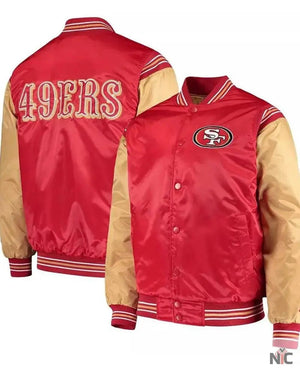San Francisco 49ers Inspired Enforcer Scarlet And Gold Varsity Jacket