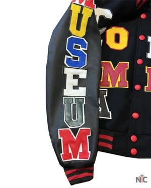 The Museum Black Washington Commanders Inspired Wool & Leather Full Snap Varsity Jacket