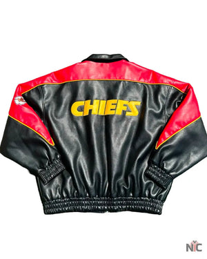 Vintage Kansas City Chiefs Inspired Leather Jacket