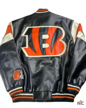 Vintage NFL Cincinnati Bengals Inspired Football Leather Jacket