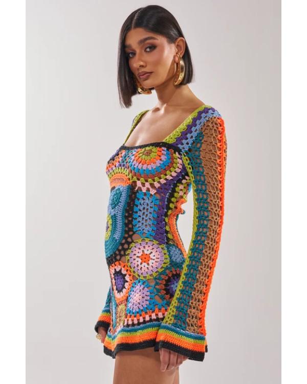 90 Day Hunt for Love S20 Multicolor Floral Knit Mini Dress - view 3