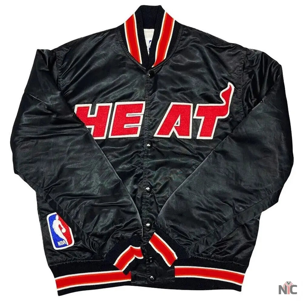 90s Miami Heat Inspired Satin Black Jacket