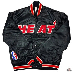 90s Miami Heat Inspired Satin Black Jacket