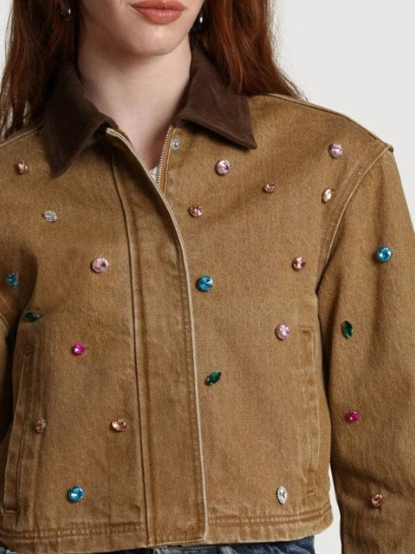 A Different World 2026 Alijah Kai Brown Gems Embellish Jacket
