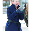 A Merry Little Ex-Mas 2025 Melissa Joan Hart Blue Belted Coat