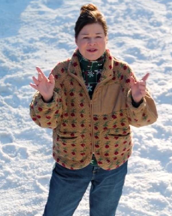 A Merry Little Ex-Mas Red Roses Printed Sherpa Jacket