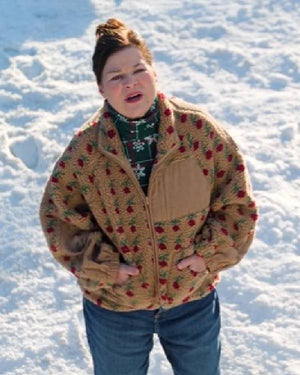 A Merry Little Ex-Mas Red Roses Printed Sherpa Jacket