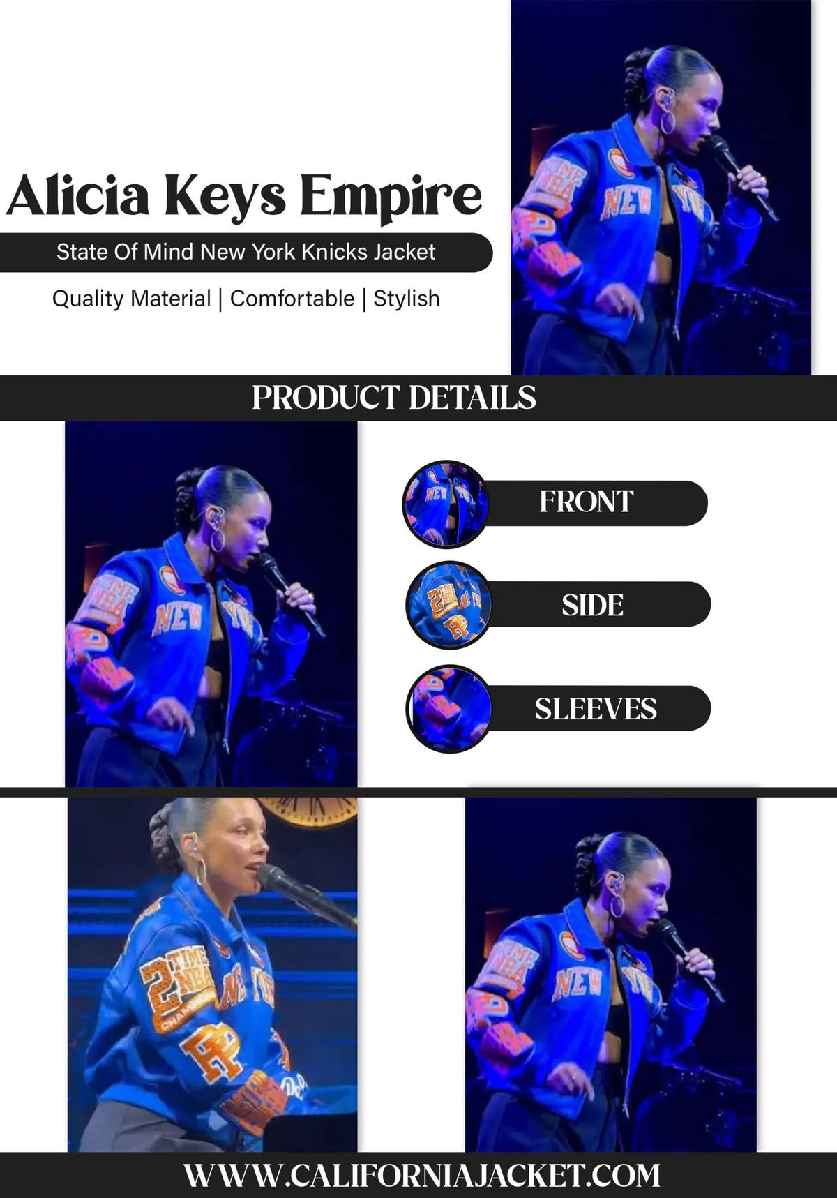 Alicia Keys Empire State Of Mind New York Knicks Jacket - view 4