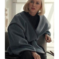 All’s Fair S01 Naomi Watts Leather-Trim Grey Blanket Coat
