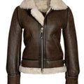 Aviator Womens Distressed Brown Jacket