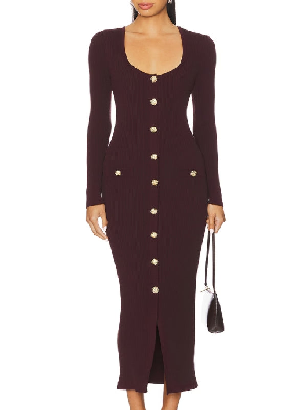 Brooke Logan The Bold and the Beautiful Burgundy Button Front Dress