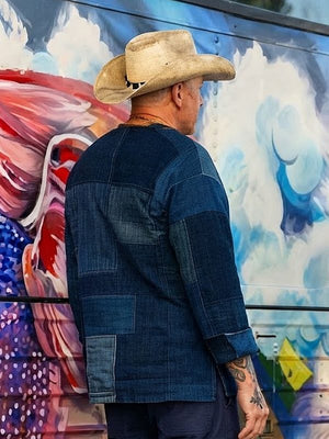 Woody Harrelson Brothers 2026 Blue Patchwork Top
