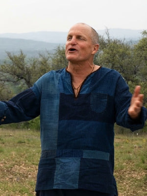 Woody Harrelson Brothers 2026 Blue Patchwork Top