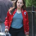 Cailee Spaeny Deep Cuts Red Bomber Jacket