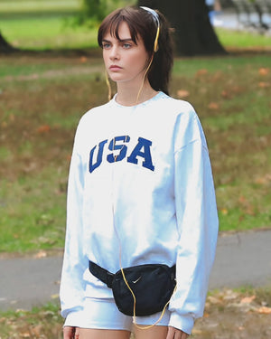 Cara Delevingne Preppy White USA Sweatshirt