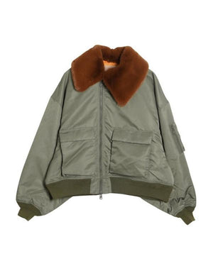 War S01 Sienna Miller Fur Collar Bomber Jacket - view 2