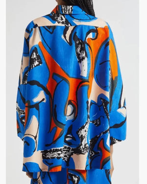 Elsbeth S03 Carrie Preston Blue Graphics Print Shirt