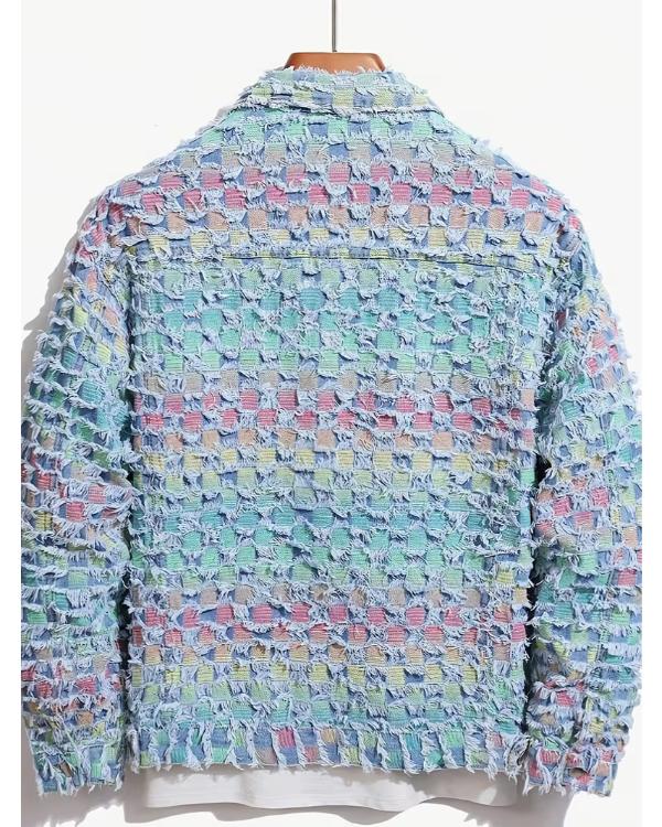 Caught in the Act Unfaithful S04 Grid Fringed Denim Jacket