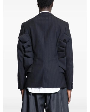 Celebrity Traitors S01 Claudia Winkleman Ruffled Pinstripe Blazer