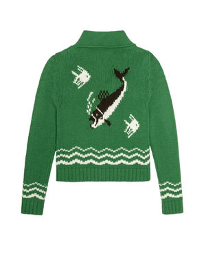 Scrubs S11 Rachel Bilson Green Fish Print Cardigan - view 2
