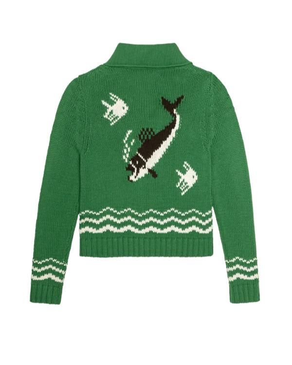 Scrubs S11 Rachel Bilson Green Fish Print Cardigan - view 2